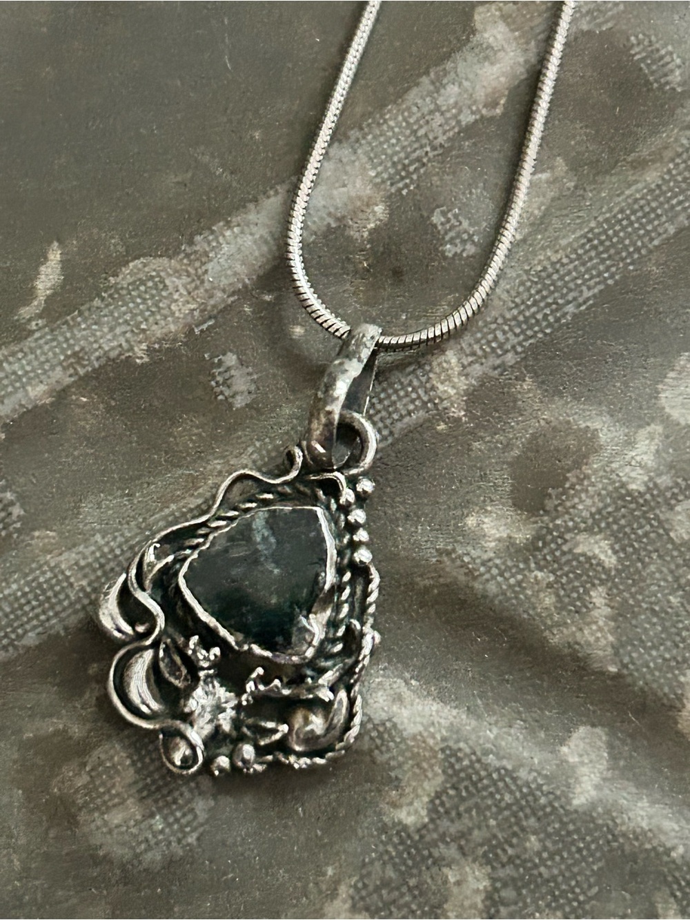 Sterling Silver Handcrafted Green Tourmaline Pendant Necklace